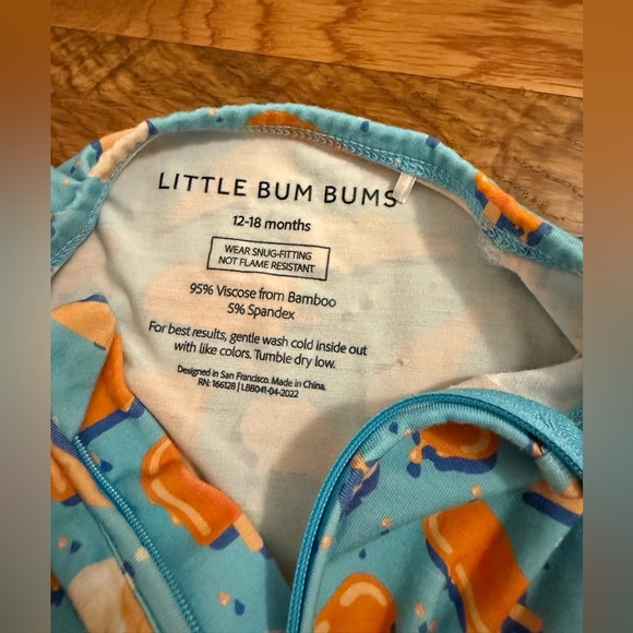 Little Bum Bums Dreamsicle Bamboo Zipper Short Sleeve Romper size 12-18 Months - Picture 3 of 5
